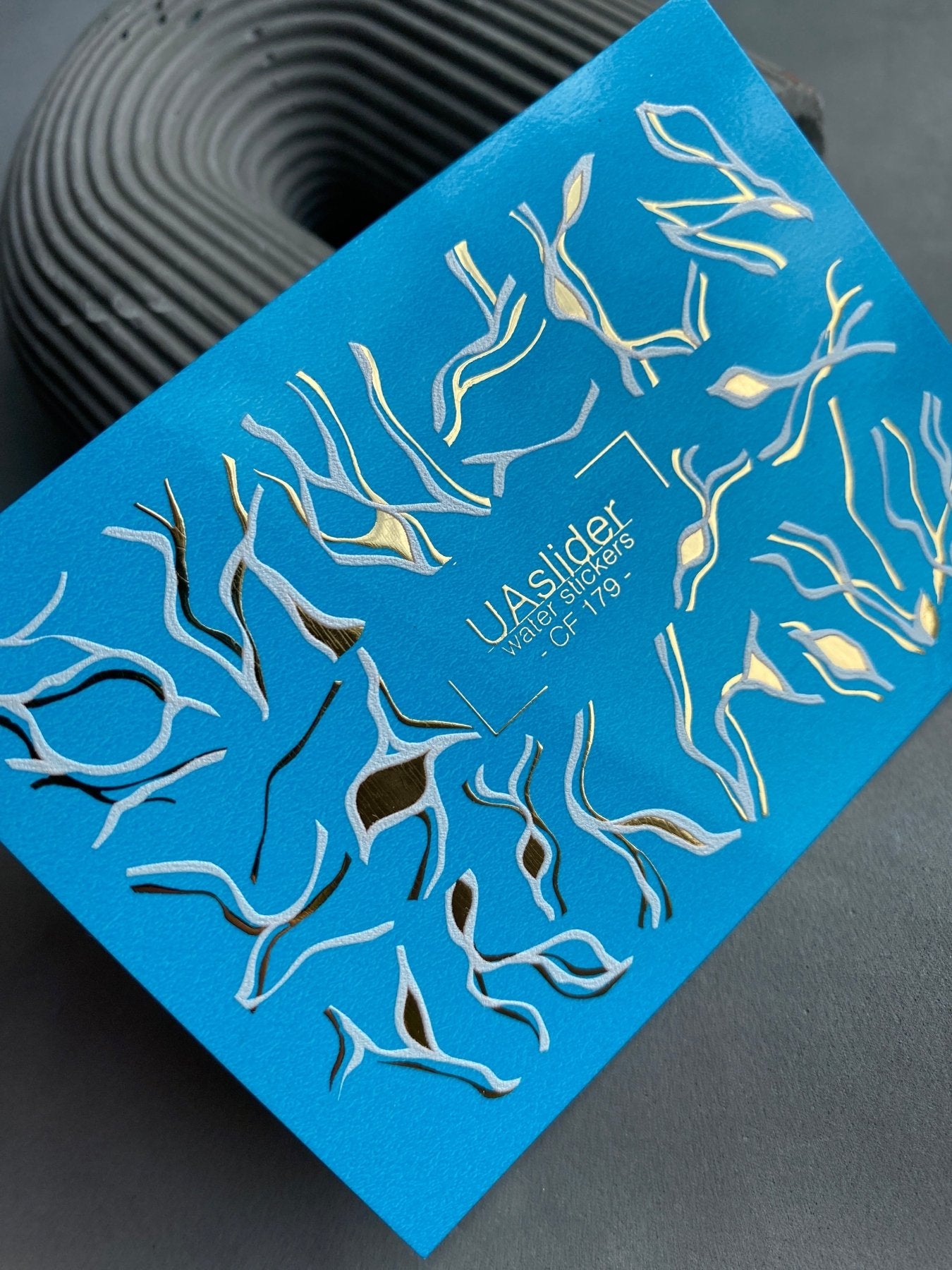 Nail Water Decal CF-179 | Abstract Line Nail Water Decals | Wavy White & Gold Minimalist Design - UASLIDER