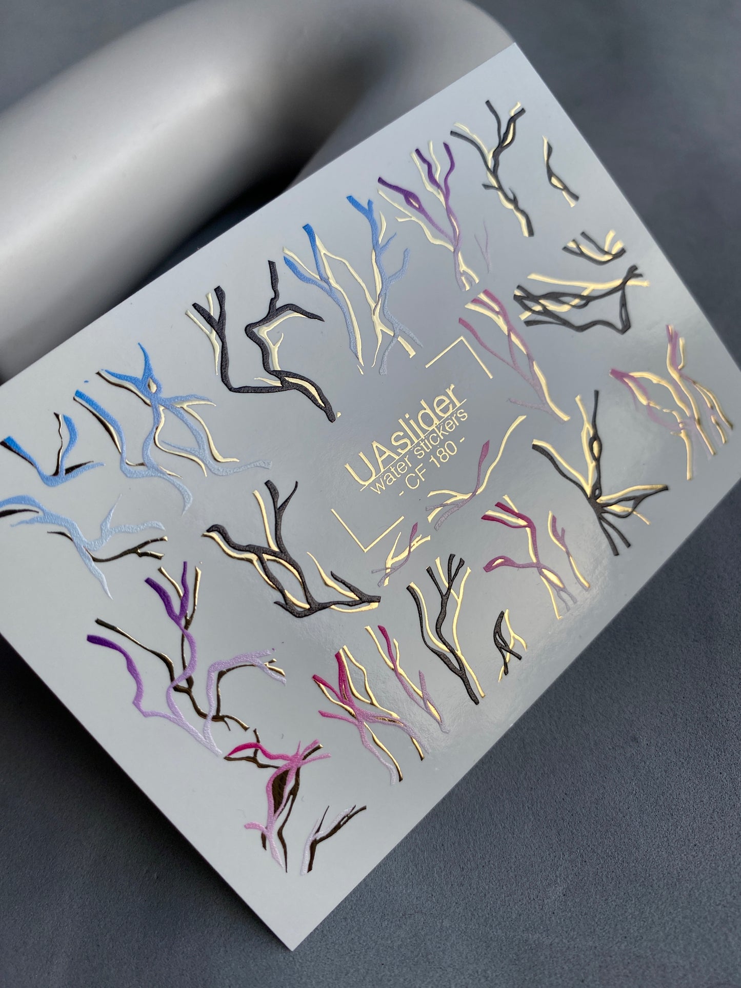 Nail Water Decal CF-180 | Abstract Nail Water Decals | Colorful & Gold Wavy Line Designs