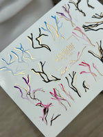 Nail Water Decal CF-180 | Abstract Nail Water Decals | Colorful & Gold Wavy Line Designs - UASLIDER