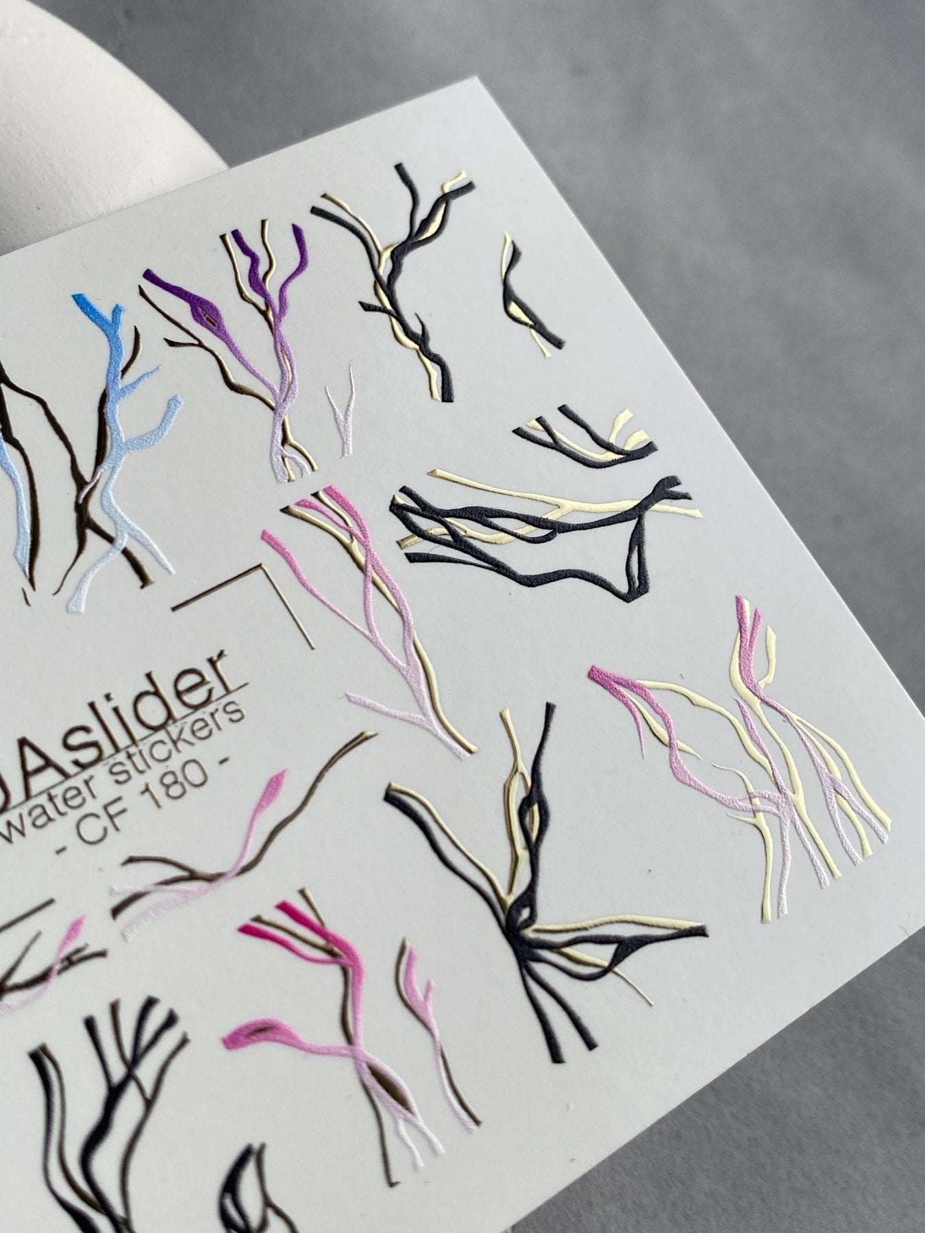 Nail Water Decal CF-180 | Abstract Nail Water Decals | Colorful & Gold Wavy Line Designs - UASLIDER