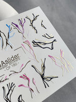 Nail Water Decal CF-180 | Abstract Nail Water Decals | Colorful & Gold Wavy Line Designs - UASLIDER