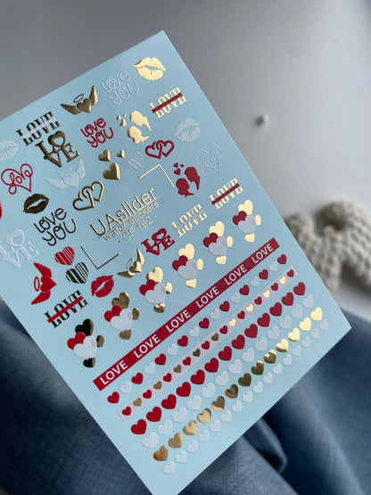 Nail Water Decal CF-182 | Nail Water Decals | Romantic Love & Hearts Design