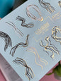 Nail Water Decal CF-189 | Nail Water Decals | Abstract Line Art with Golden Accents