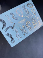 Nail Water Decal CF-189 | Nail Water Decals | Abstract Line Art with Golden Accents - UASLIDER