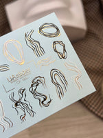 Nail Water Decal CF-189 | Nail Water Decals | Abstract Line Art with Golden Accents - UASLIDER