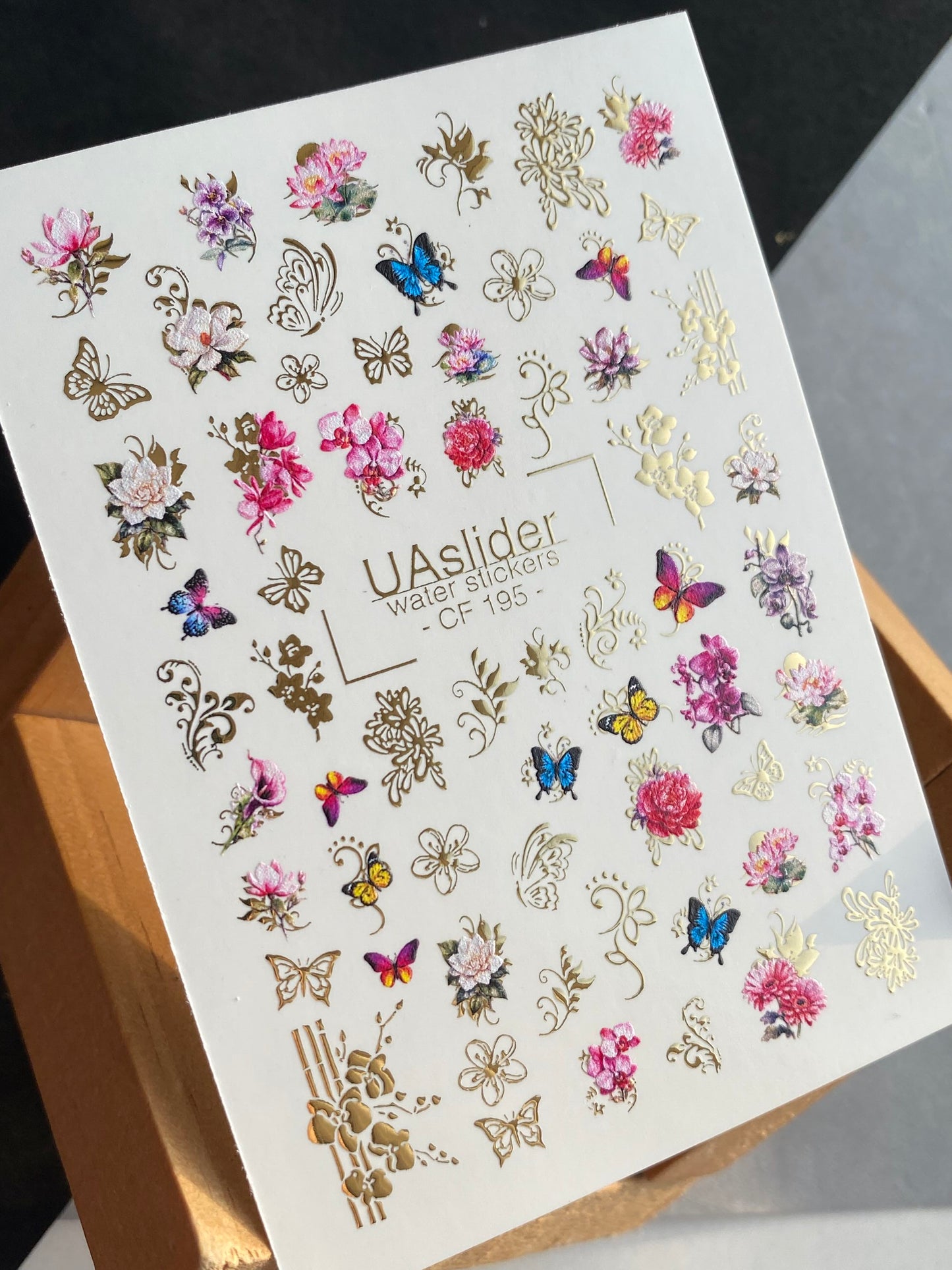 Nail Water Decal CF-195 | Nail Water Decals | Flowers, Butterflies & Golden Ornaments