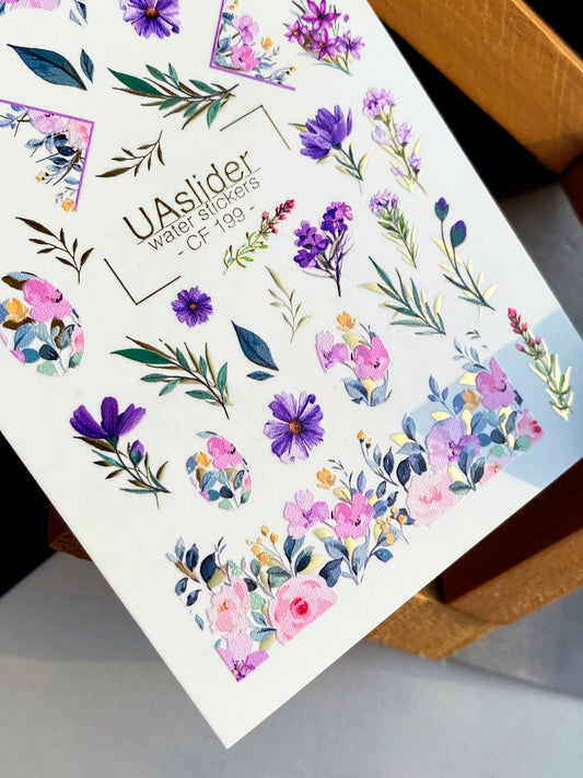 Nail Water Decal CF-199 | Nail Water Decals | Soft Florals & Botanical Patterns