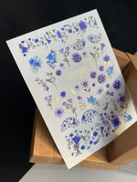 Nail Water Decal CF-200 | Nail Water Decals | Blue & Violet Floral Patterns - UASLIDER