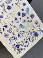 Nail Water Decal CF-200 | Nail Water Decals | Blue & Violet Floral Patterns - UASLIDER