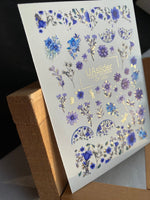 Nail Water Decal CF-200 | Nail Water Decals | Blue & Violet Floral Patterns - UASLIDER