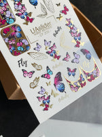Nail Water Decal CF-203 | Nail Water Decals | Colorful Butterflies with Gold Accents - UASLIDER