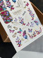 Nail Water Decal CF-203 | Nail Water Decals | Colorful Butterflies with Gold Accents