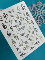 Nail Water Decal CF-342 | Water Slide Nail Decals | Black & Gold Snakes - UASLIDER