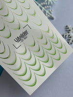 Nail Water Decal CF-352 | Water Slide Nail Decals | Green French Tips with Gold Outline - UASLIDER