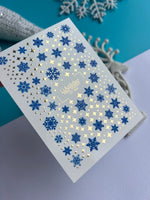 Nail Water Decal CF-359 | Water Nail Decals | Blue Snowflakes & Gold Stars | Winter Christmas Nail Art - UASLIDER