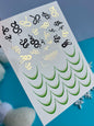 Nail Water Decal CF-361 | Water Nail Decals | Green French Tips & Snake Motifs | Reptile Nail Art