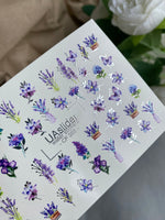 Nail Water Decal CF-365 | Water Slide Nail Decals | Lavender Flowers & Purple Butterflies - UASLIDER