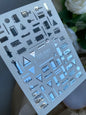 Nail Water Decal CF-367 | Water Slide Nail Decals | Silver Geometric & Motivational Text