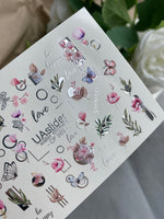 Nail Water Decal CF-369 | Water Slide Nail Decals | Flowers, Butterflies & Geometric Designs | Love & Be Happy Quotes - UASLIDER