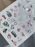 Nail Water Decal CF-369 | Water Slide Nail Decals | Flowers, Butterflies & Geometric Designs | Love & Be Happy Quotes - UASLIDER