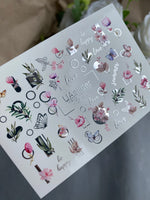 Nail Water Decal CF-369 | Water Slide Nail Decals | Flowers, Butterflies & Geometric Designs | Love & Be Happy Quotes - UASLIDER