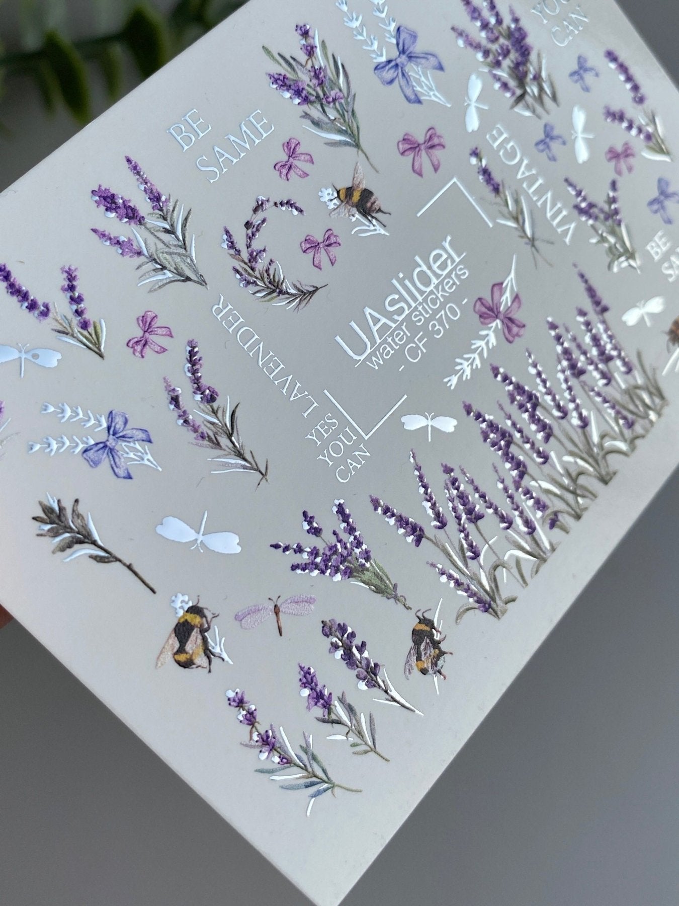 Nail Water Decal CF-370 | Water Slide Nail Decals | Lavender, Bees & Butterflies | Yes You Can & Vintage Quotes - UASLIDER