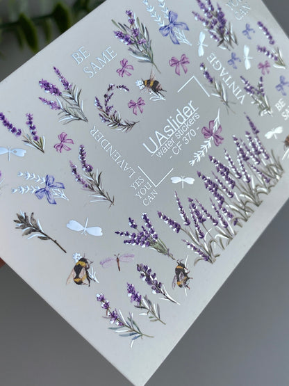 Nail Water Decal CF-370 | Water Slide Nail Decals | Lavender, Bees & Butterflies | Yes You Can & Vintage Quotes