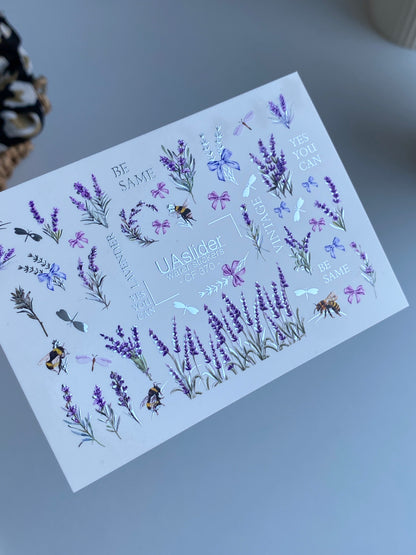 Nail Water Decal CF-370 | Water Slide Nail Decals | Lavender, Bees & Butterflies | Yes You Can & Vintage Quotes