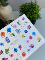 Nail Water Decal CF-371 | Water Slide Nail Decals | Colorful Flowers with Geometric Shapes | Summer Floral Nail Art - UASLIDER