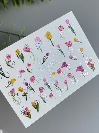 Nail Water Decal CF-374 | Tulip Water Slide Nail Decals | Spring Floral Designs