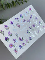 Nail Water Decal CF-377 | Purple Floral Water Slide Nail Decals | Lavender and Wildflowers - UASLIDER