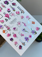 Nail Water Decal CF-378 | Floral Water Slide Nail Decals | Geometric Frames and Modern Blooms - UASLIDER