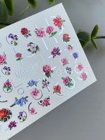 Nail Water Decal CF-380 | Rose Water Slide Nail Decals | Floral Designs with Geometric Accents - UASLIDER