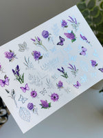 Nail Water Decal CF-382 | Lavender Water Slide Nail Decals | Purple Flowers and Butterflies - UASLIDER
