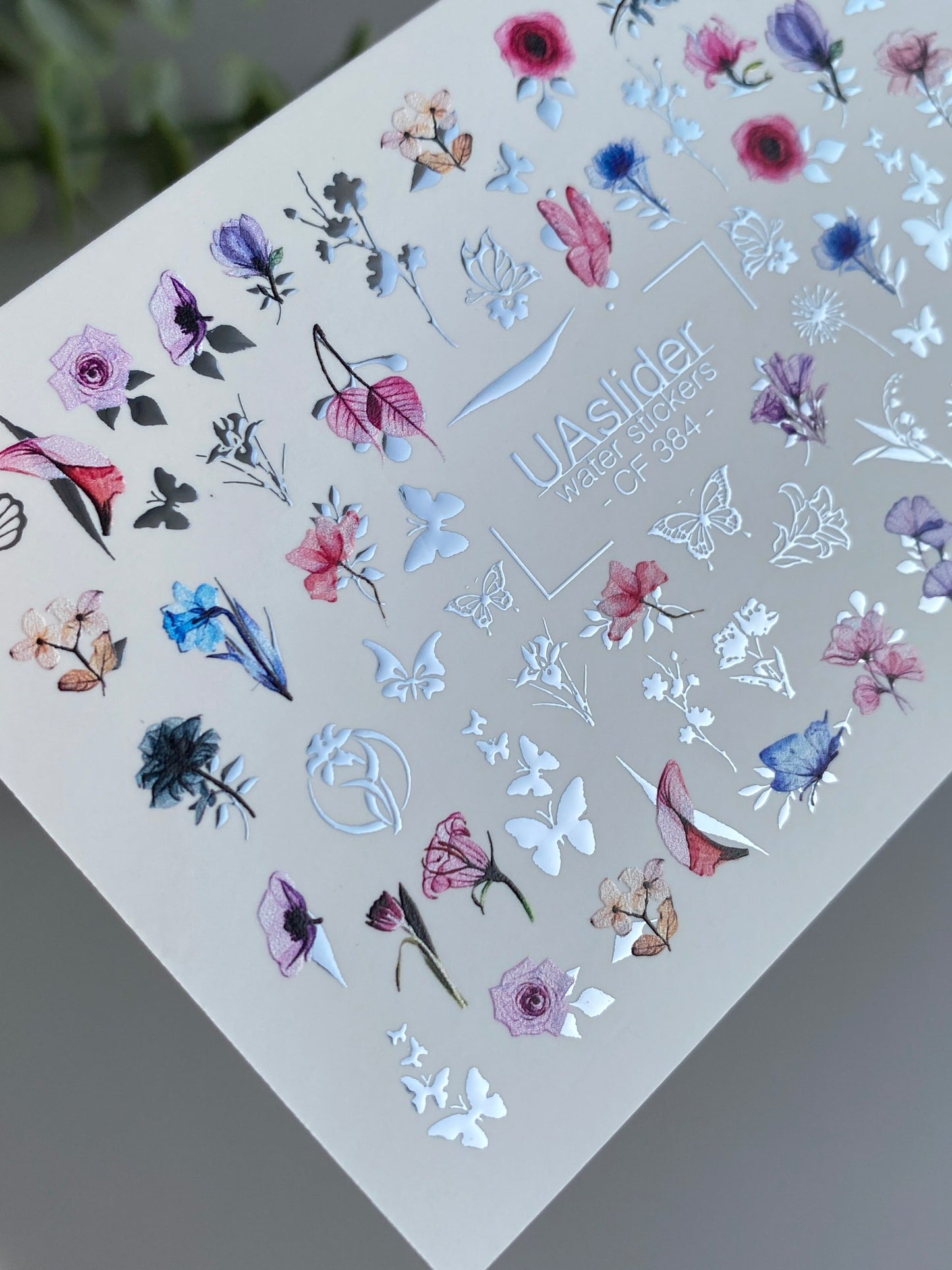 Nail Water Decal CF-384 | Wildflower Water Slide Nail Decals | Colorful Flowers and Butterflies