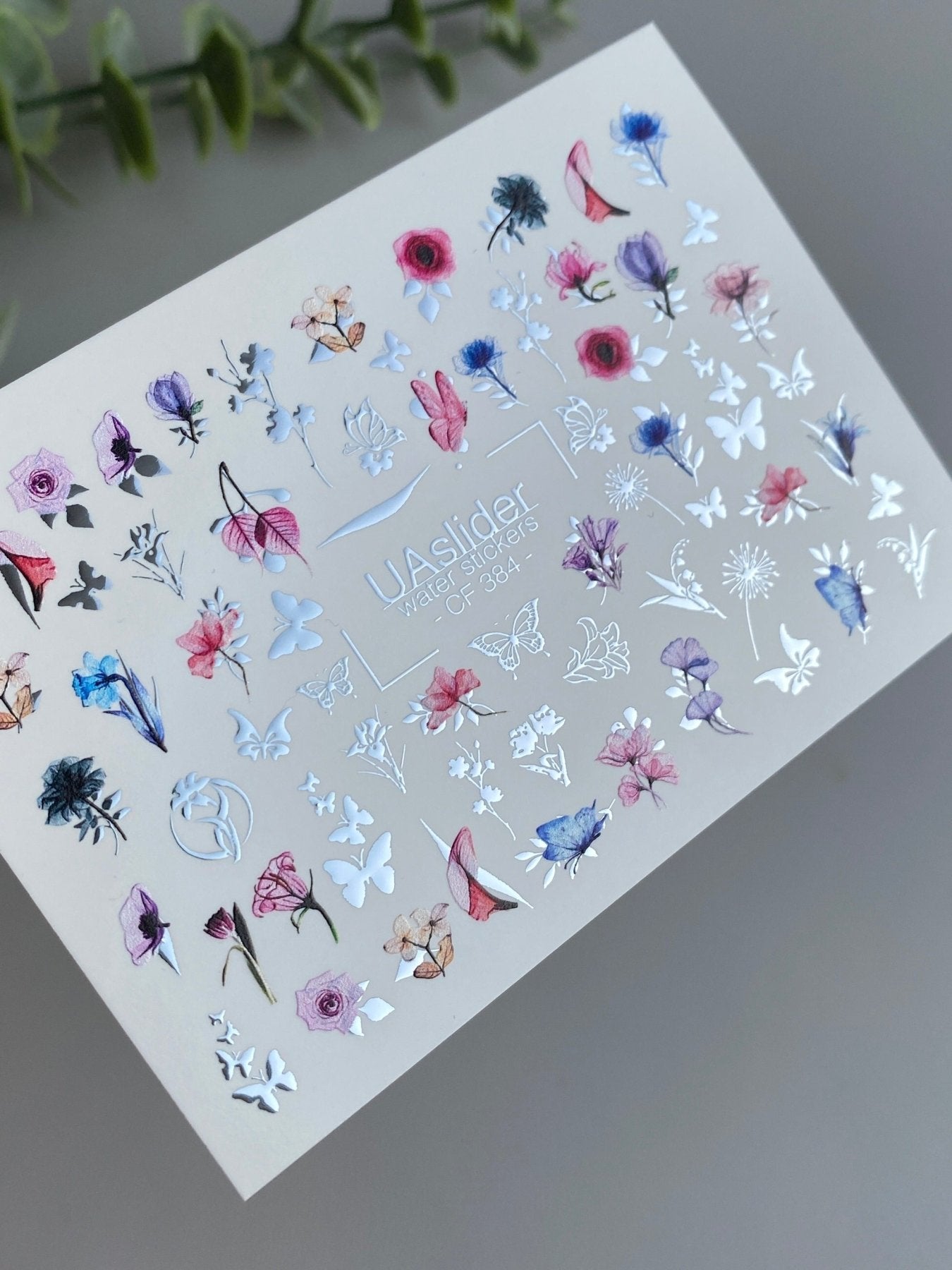 Nail Water Decal CF-384 | Wildflower Water Slide Nail Decals | Colorful Flowers and Butterflies - UASLIDER