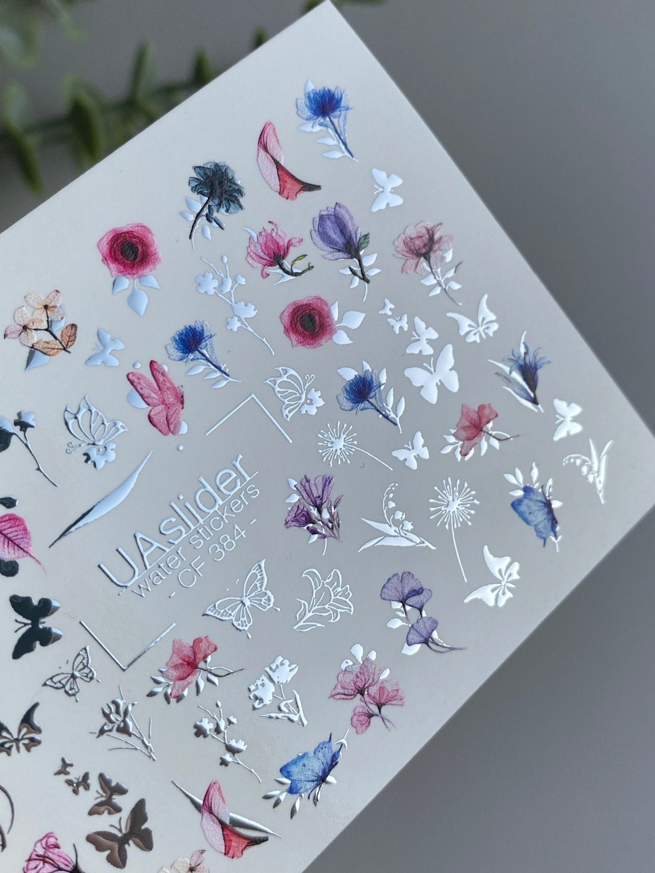 Nail Water Decal CF-384 | Wildflower Water Slide Nail Decals | Colorful Flowers and Butterflies - UASLIDER