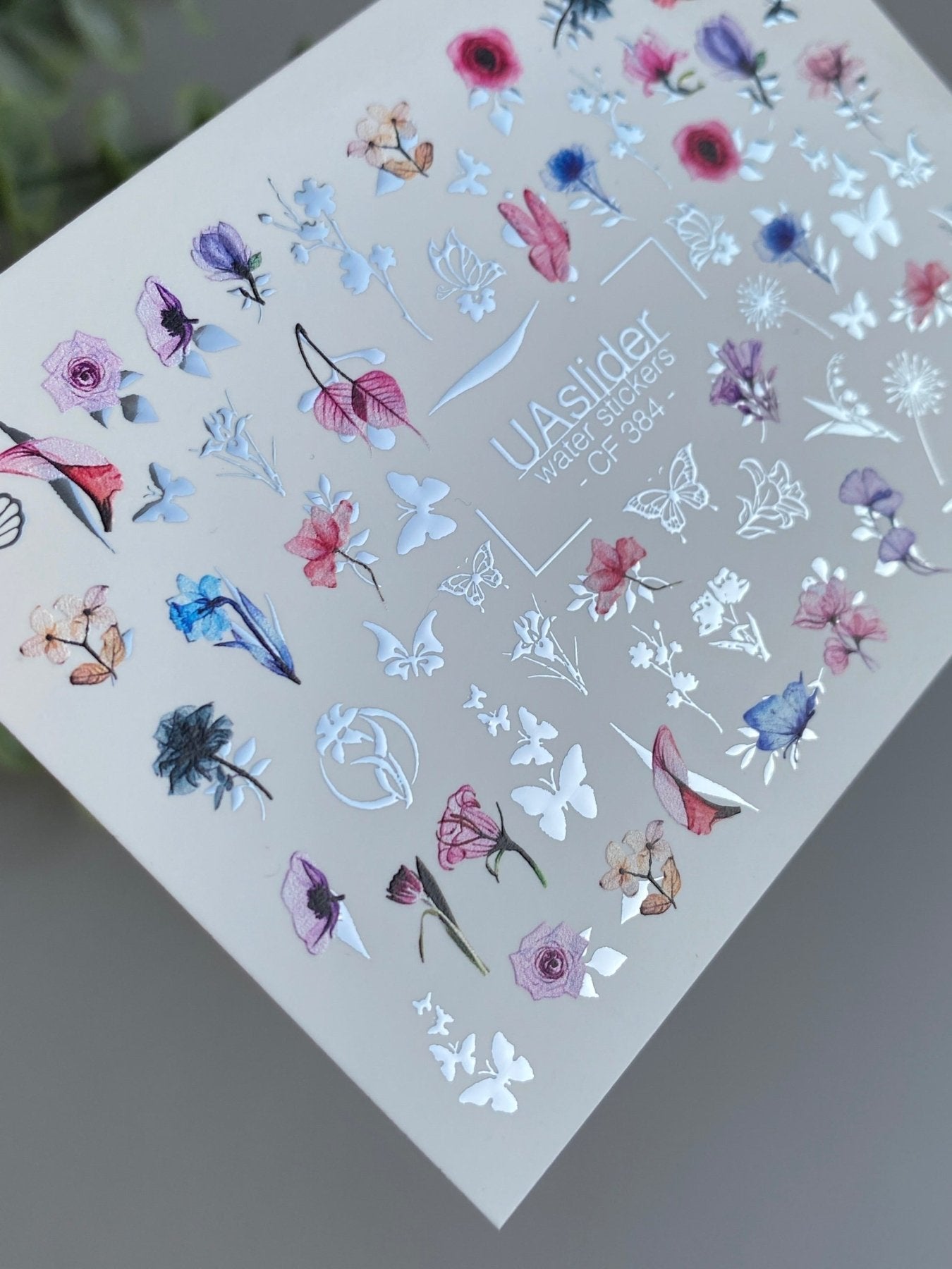 Nail Water Decal CF-384 | Wildflower Water Slide Nail Decals | Colorful Flowers and Butterflies - UASLIDER