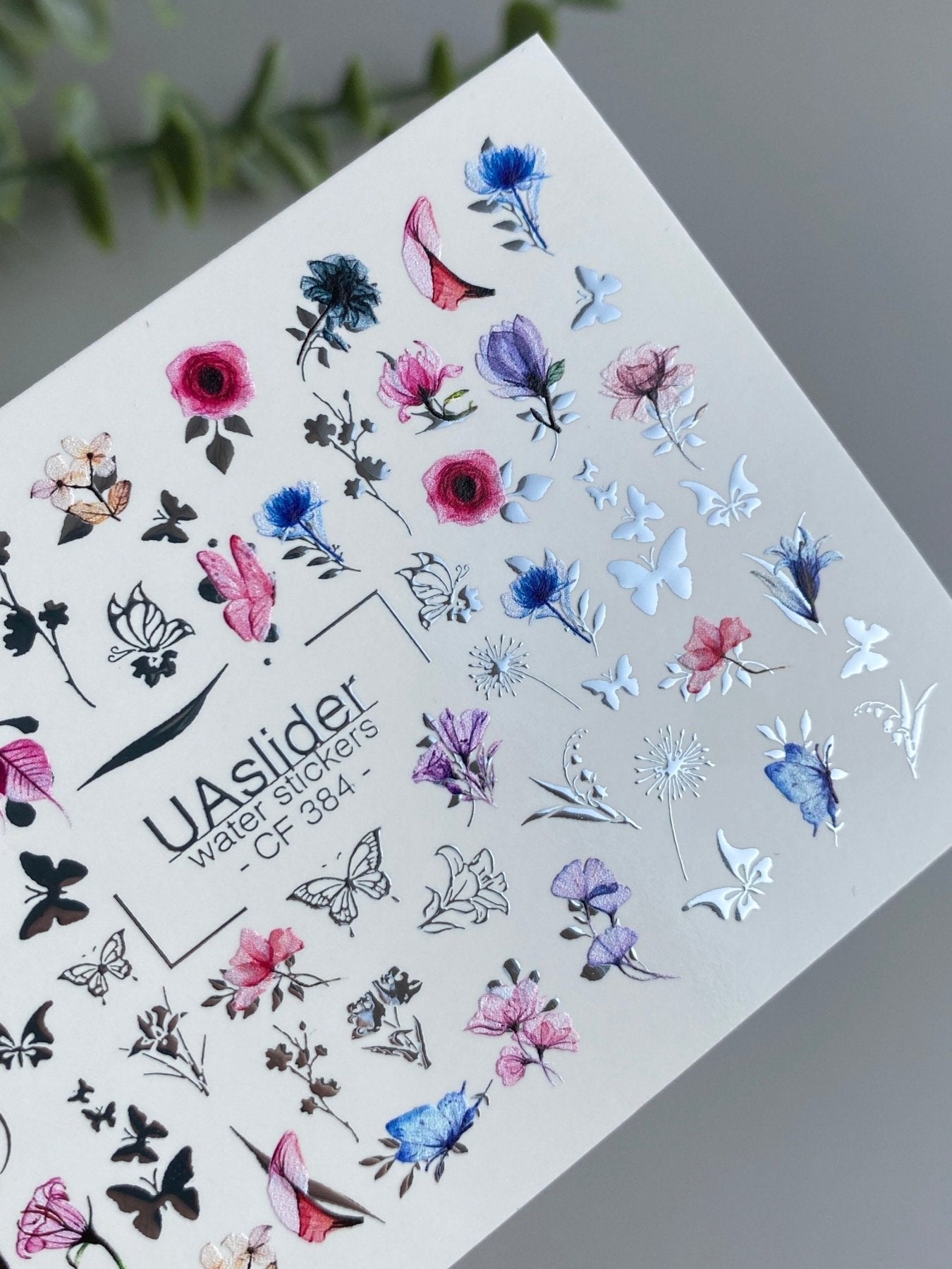 Nail Water Decal CF-384 | Wildflower Water Slide Nail Decals | Colorful Flowers and Butterflies - UASLIDER