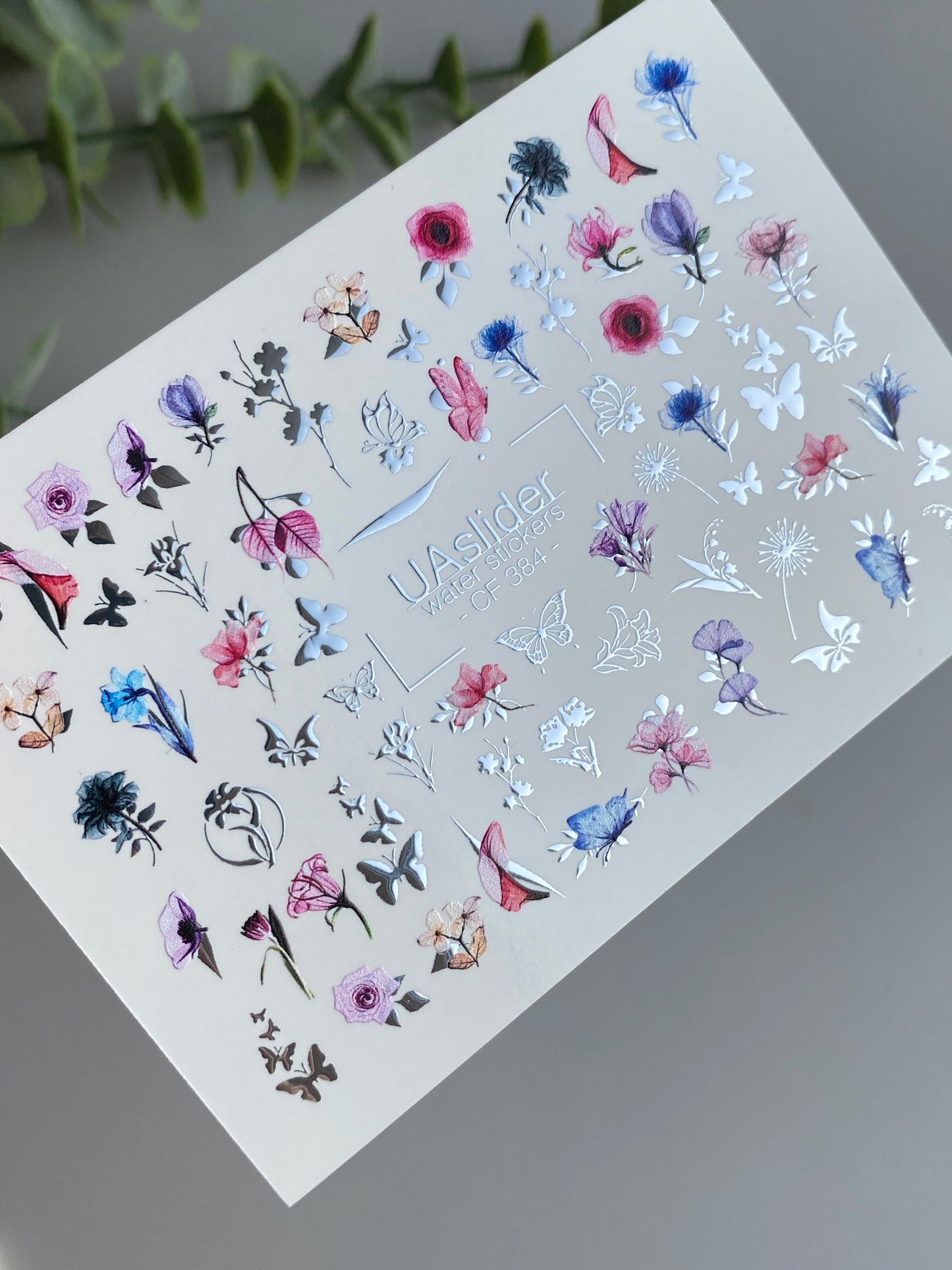 Nail Water Decal CF-384 | Wildflower Water Slide Nail Decals | Colorful Flowers and Butterflies