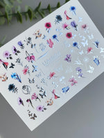 Nail Water Decal CF-384 | Wildflower Water Slide Nail Decals | Colorful Flowers and Butterflies - UASLIDER