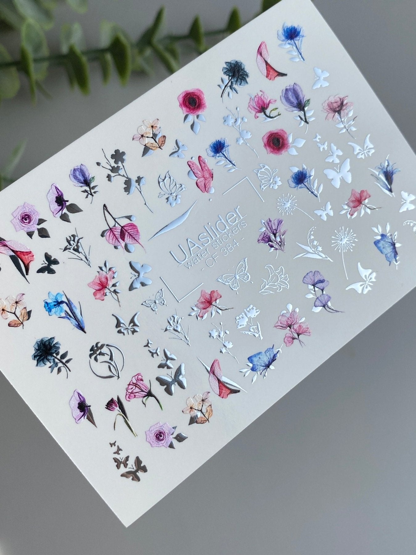 Nail Water Decal CF-384 | Wildflower Water Slide Nail Decals | Colorful Flowers and Butterflies - UASLIDER