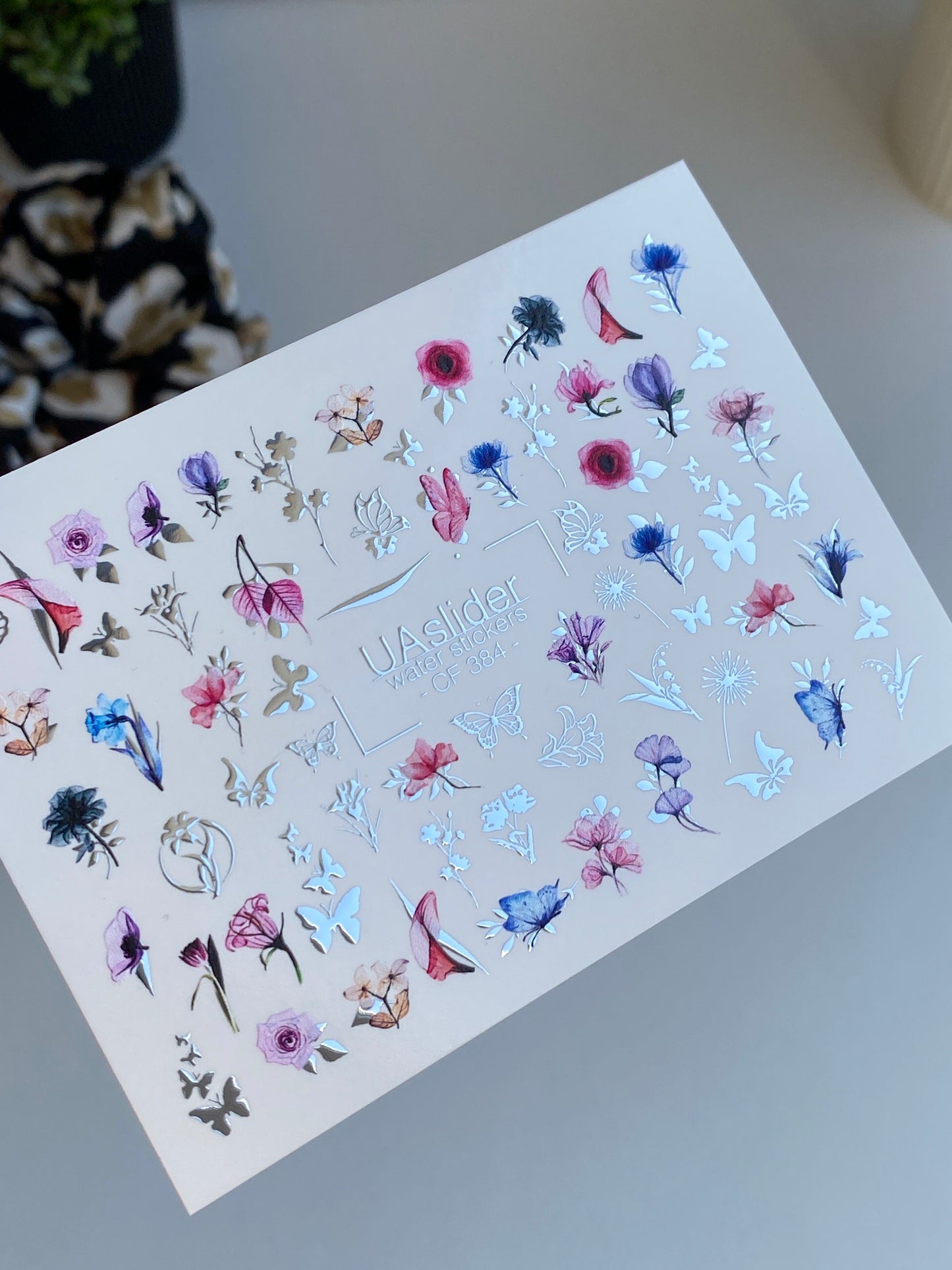 Nail Water Decal CF-384 | Wildflower Water Slide Nail Decals | Colorful Flowers and Butterflies