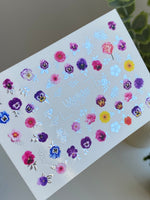 Nail Water Decal CF-387 | Colorful Garden Water Slide Nail Decals | Violets, Daisies and Wildflowers - UASLIDER