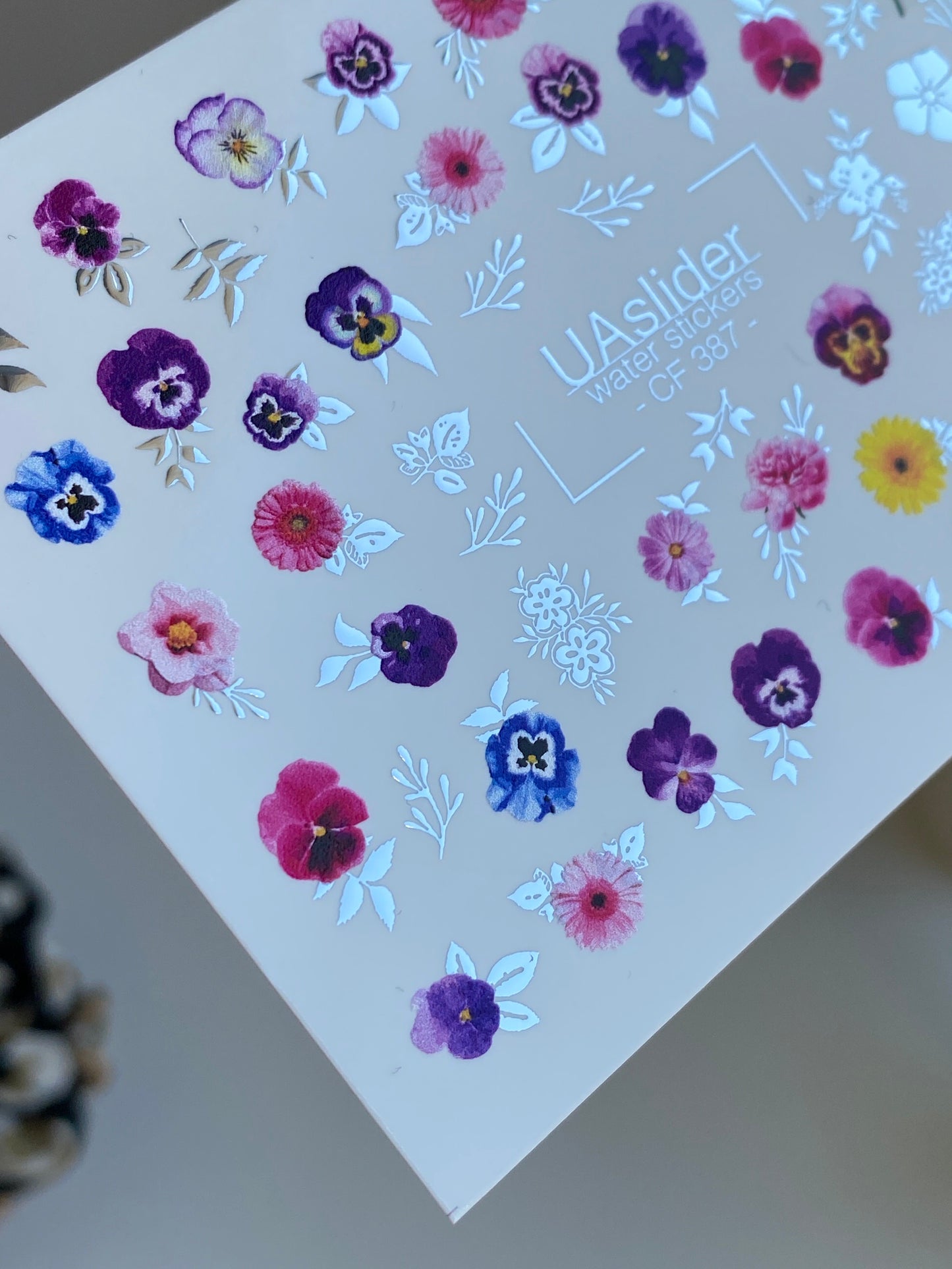 Nail Water Decal CF-387 | Colorful Garden Water Slide Nail Decals | Violets, Daisies and Wildflowers