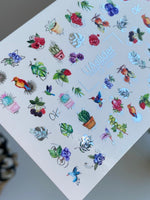 Nail Water Decal CF-388 | Tropical Water Slide Nail Decals | Birds, Cactus and Berries - UASLIDER