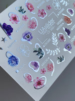 Nail Water Decal CF-393 | Floral Water Slide Nail Decals | Flowers with Lettering Accents - UASLIDER