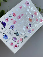 Nail Water Decal CF-393 | Floral Water Slide Nail Decals | Flowers with Lettering Accents - UASLIDER