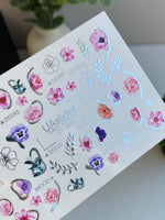 Nail Water Decal CF-393 | Floral Water Slide Nail Decals | Flowers with Lettering Accents - UASLIDER