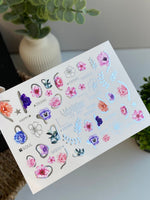 Nail Water Decal CF-393 | Floral Water Slide Nail Decals | Flowers with Lettering Accents - UASLIDER